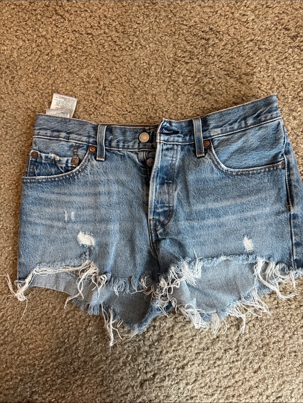Levi's Light Blue Distressed Denim Cutoff Shorts